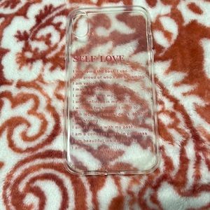 Self love clear iPhone case great quality great condition, from shein